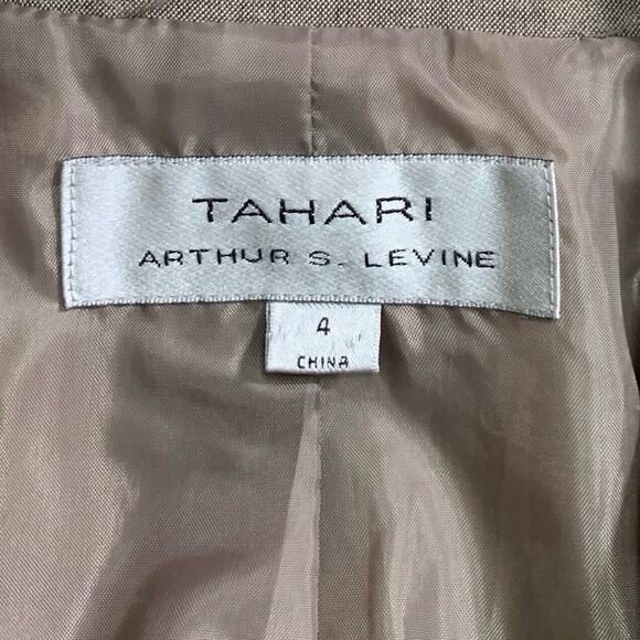 Tahari ASL Blazer Women's Size 4 Taupe Brown Office Work Career Button Up Jacket - Picture 6 of 9